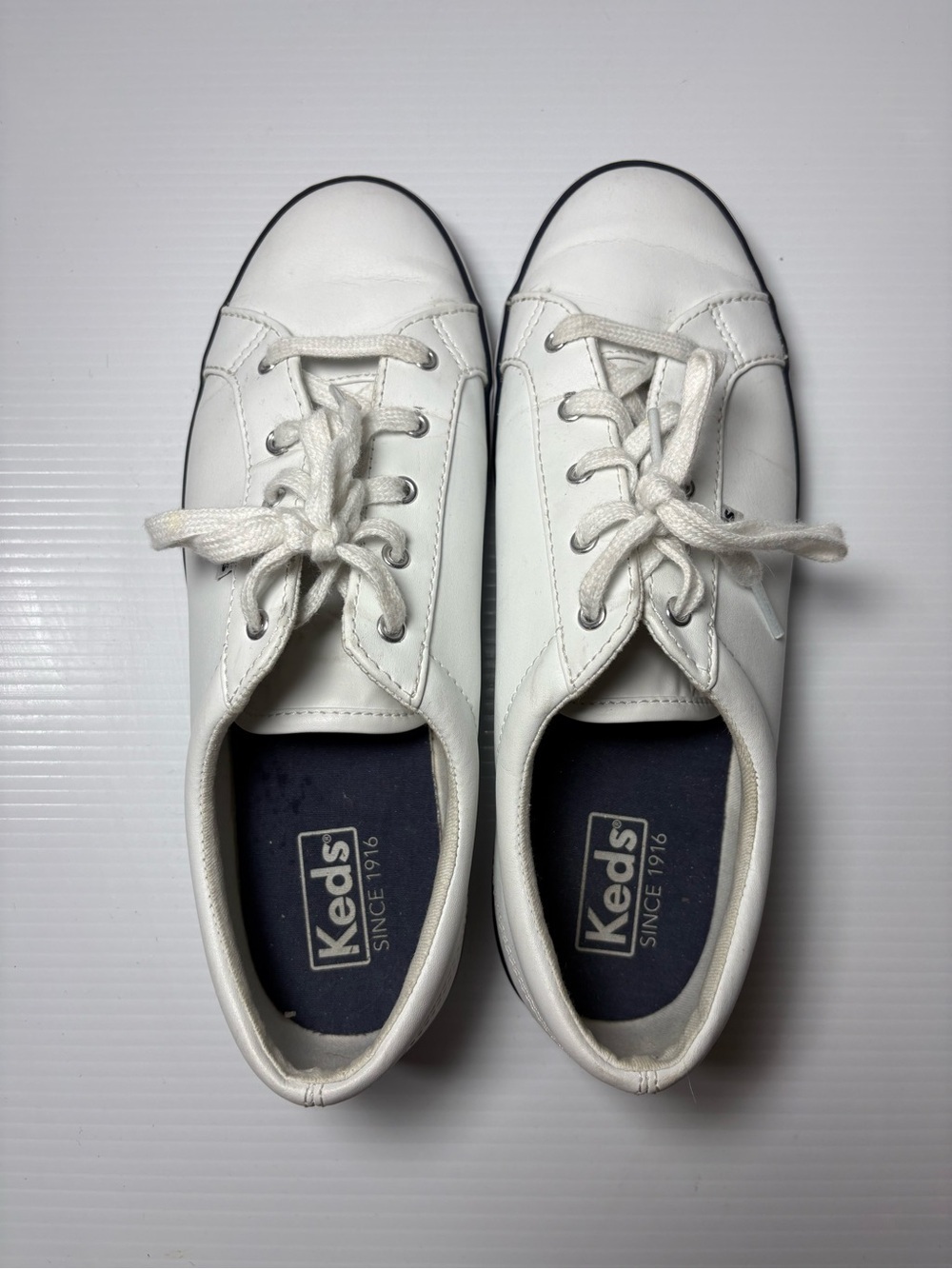 Keds White Leather Low-Top Lace-Up Sneakers